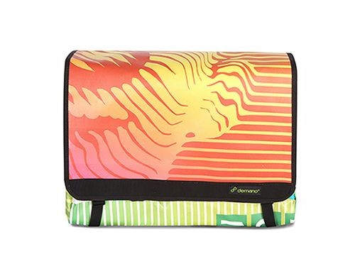 Demano Diagonal Mar Brompton 兩用大型郵差包-文字(藍綠)