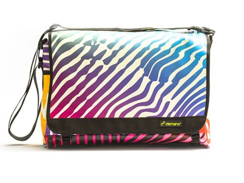 Demano Diagonal Mar Brompton 兩用大型郵差包-線條(藍紫)