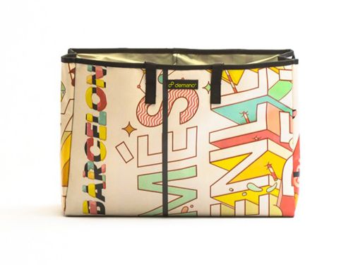 Demano Miramar Brompton 兩用花籃包-文字(米白)