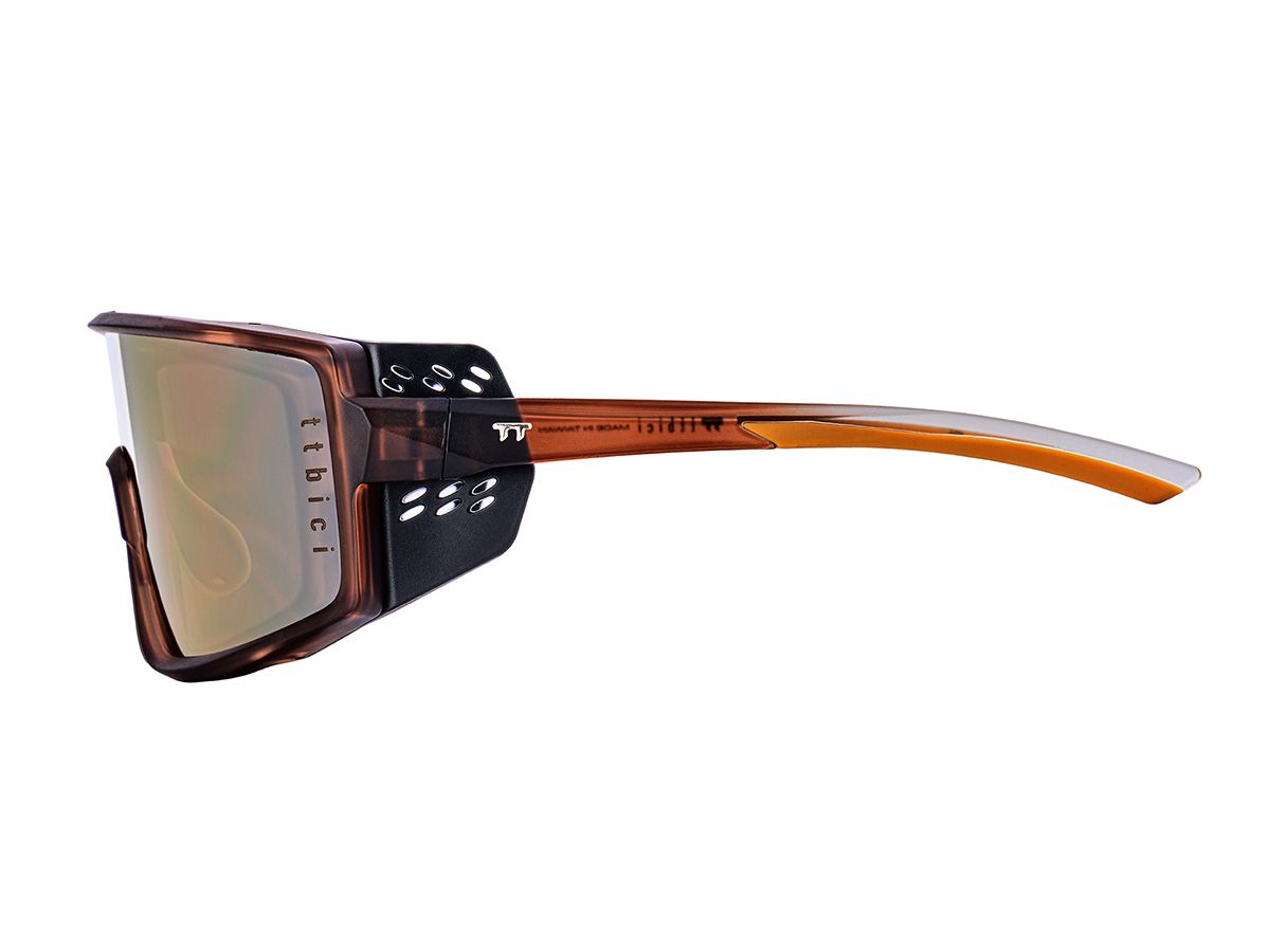 E-1 Cycling Sunglasses 騎行運動眼鏡 / 霧棕色+鏡面金鏡片 (CAT3)