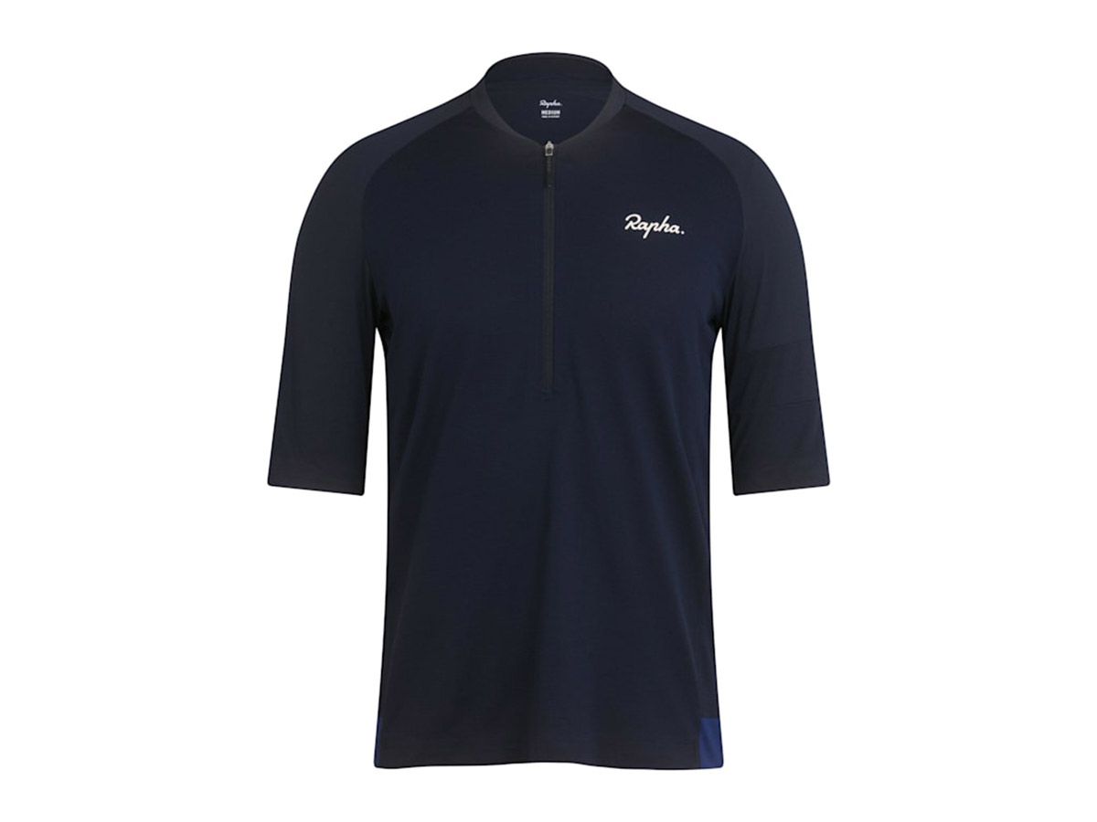 Rapha 男款 Explore 機能拉鏈領T恤 海軍藍