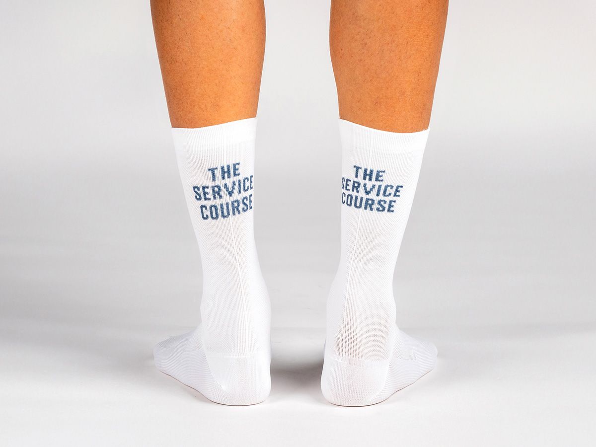 The Service Course Logo Socks 車襪 - 白/藍 S