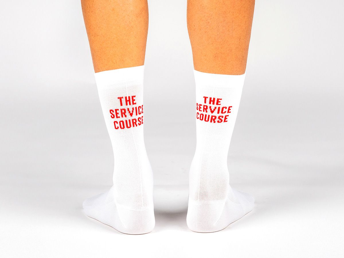 The Service Course Logo Socks 車襪 - 白/紅 L