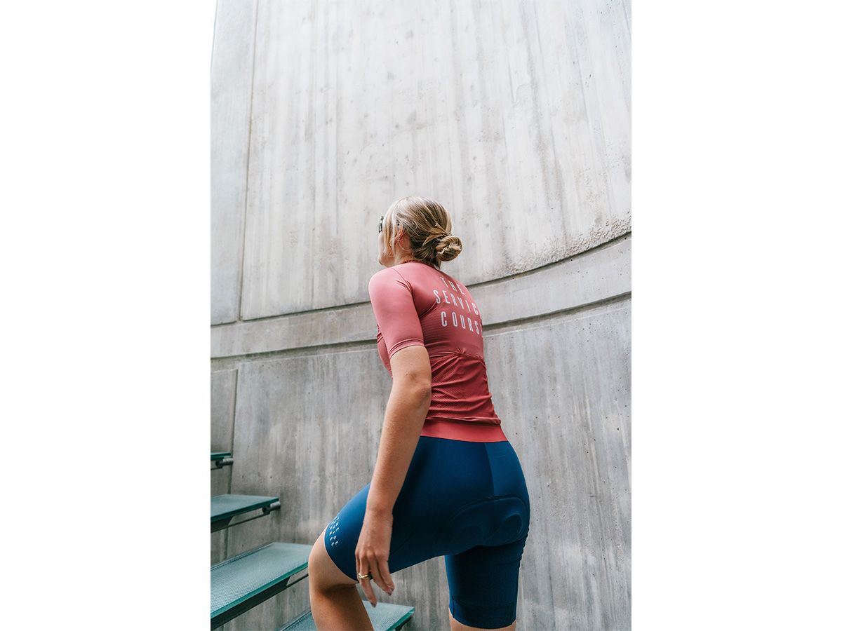 The Service Course Women's Logo Bib Shorts 女款連身車褲 - 海軍藍 2XS